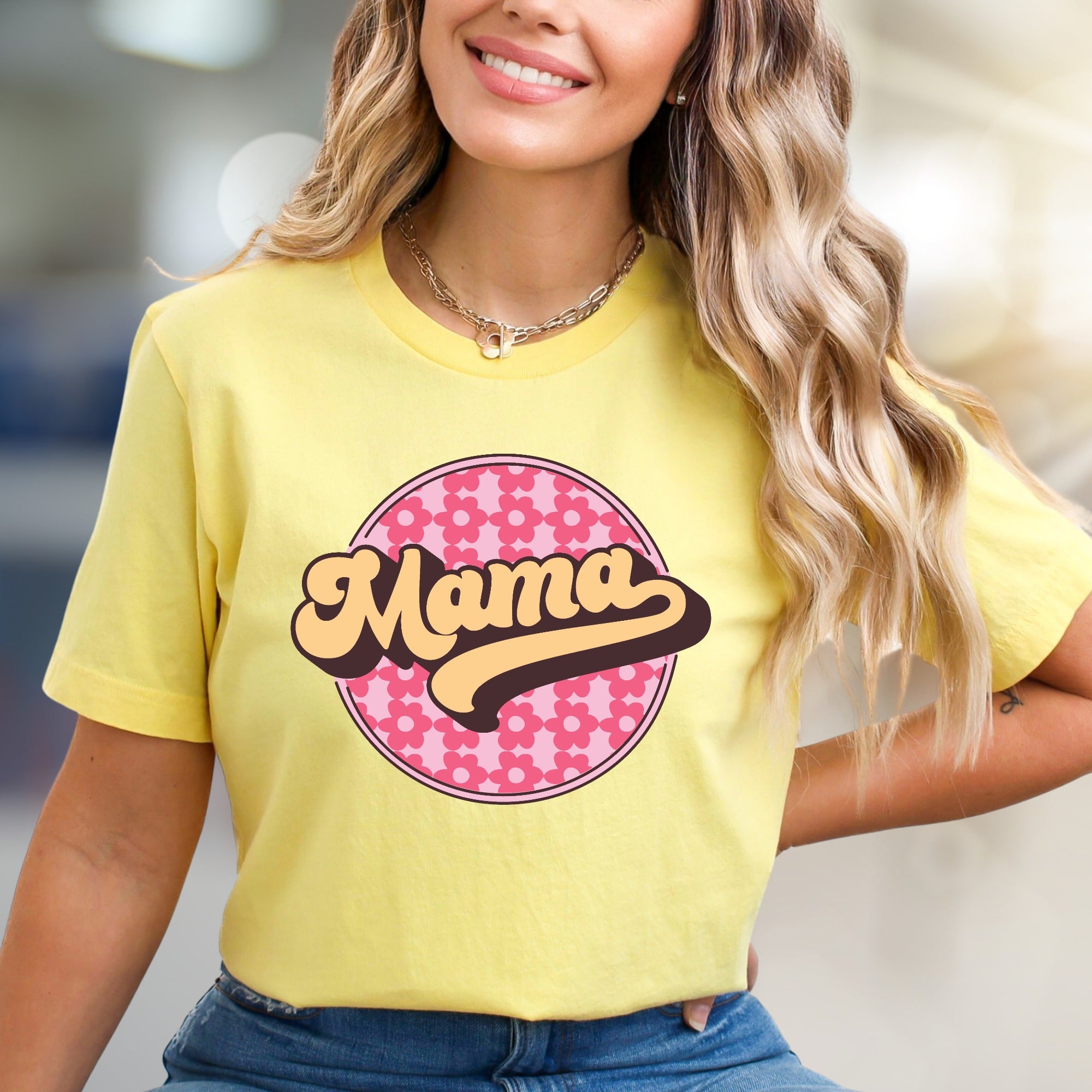 "Mama" Retro Floral Graphic Tee, a Groovy Style Pick for Everyday Moms
