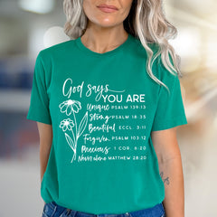 "God Says You Are" Affirmation Graphic Tee, an Uplifting Pick for Believers