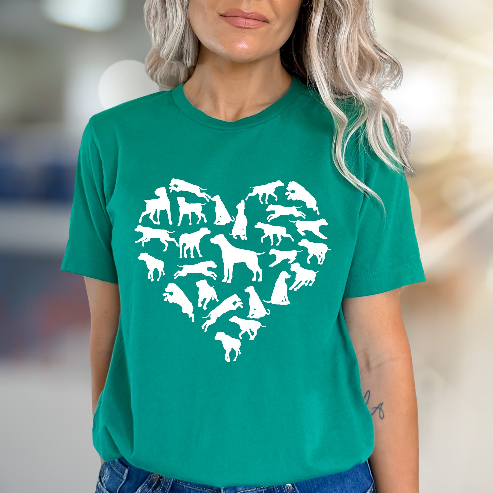 Dog Lover Heart Graphic Tee, A Canine Enthusiast's Everyday Style
