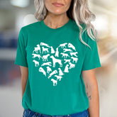 Dog Lover Heart Graphic Tee, A Canine Enthusiast's Everyday Style
