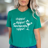 "Chippin' Dippin' Margarita Sippin'" Summer Graphic Tee, a Relaxed Pick for Vacay Lovers