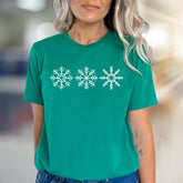 Three Snowflakes Winter Graphic Tee, A Cozy Holiday Pick for Everyone