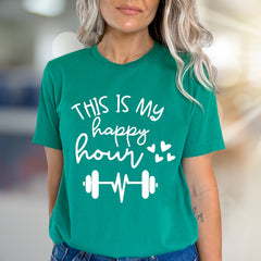 "THIS IS MY happy hour" Gym Graphic Tee, a Fitness Pick for Workout Lovers