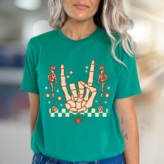 Rock On Christmas Skeleton Graphic Tee, A Festive Punk Rock Pick for Everyone