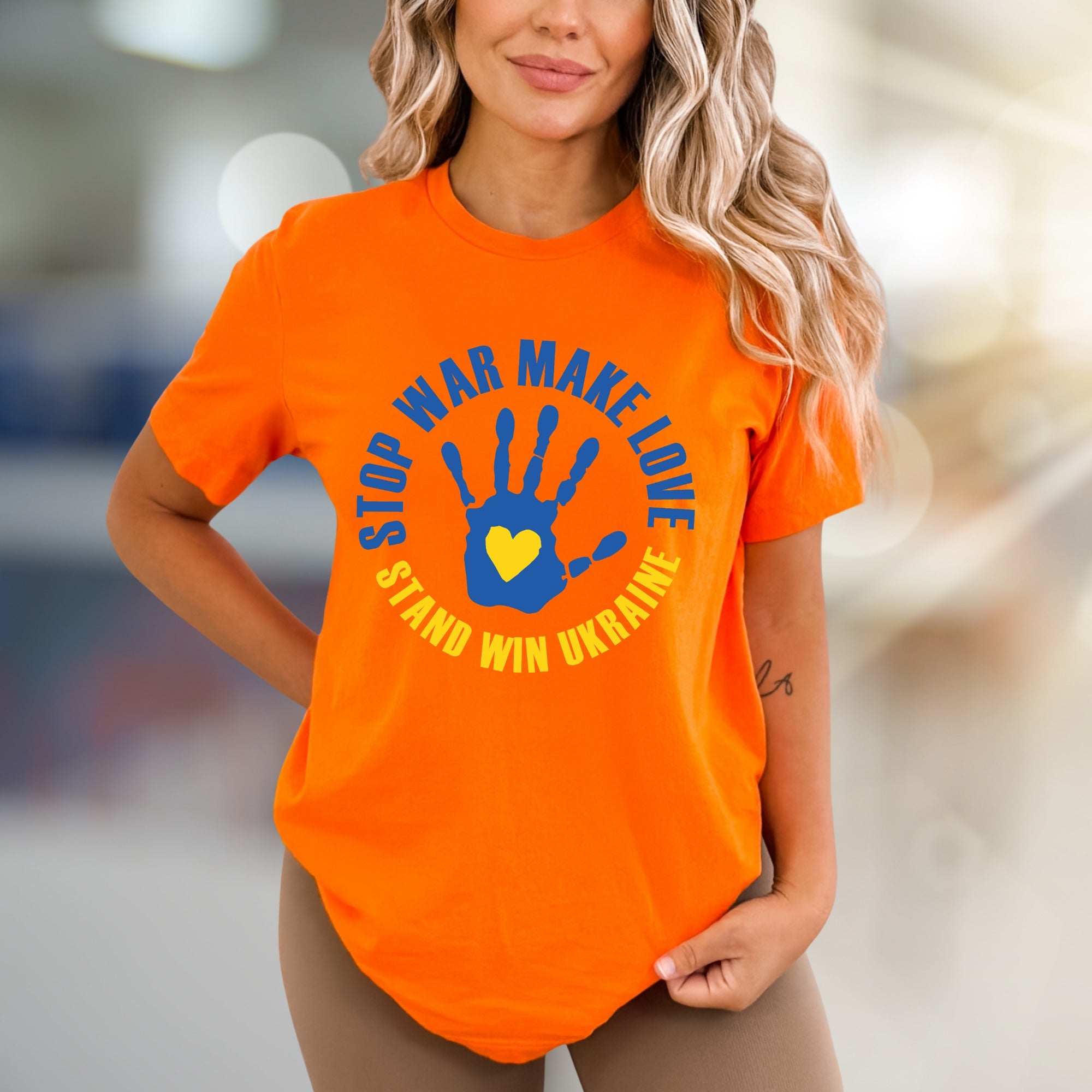 "STOP WAR MAKE LOVE STAND WIN UKRAINE" Solidarity Graphic Tee, a Statement Piece for Advocates