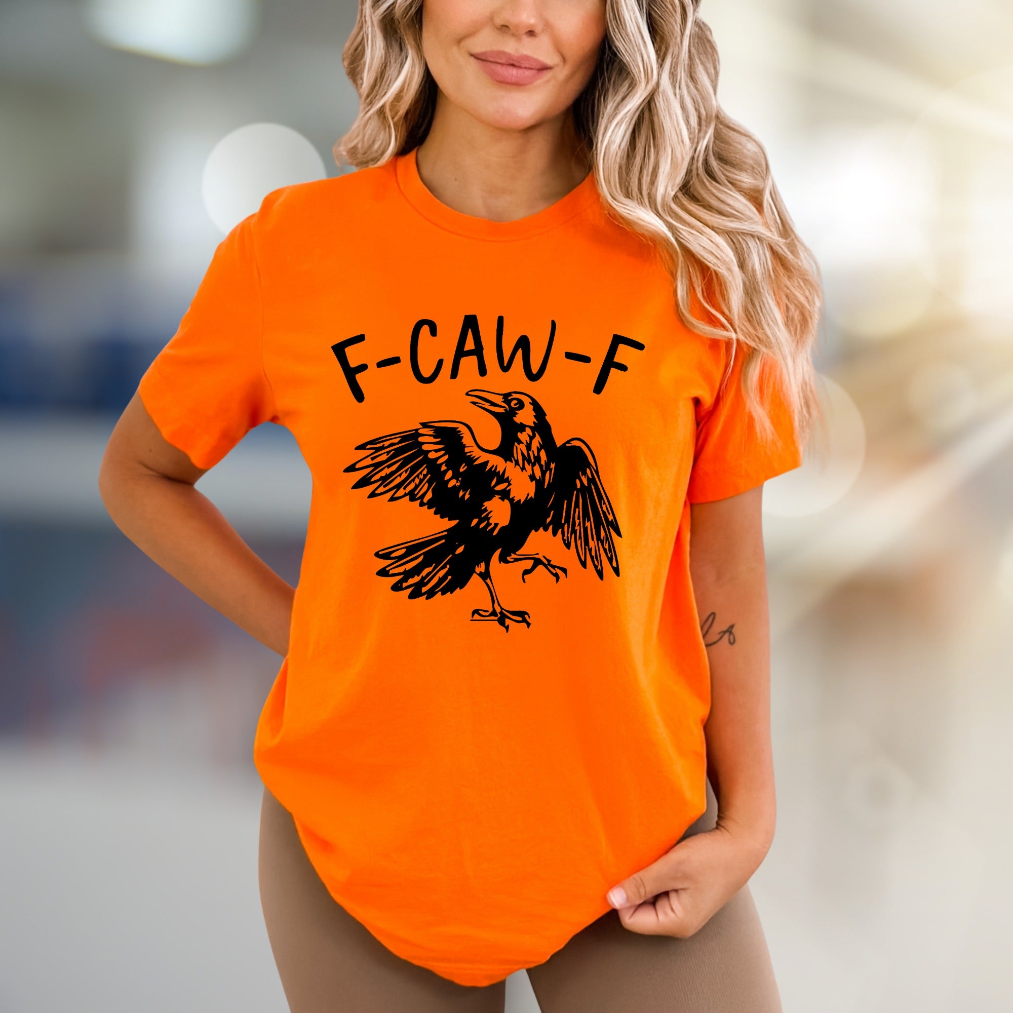 "F-CAW-F" Crow Design Graphic Tee, a Witty Animal Lover Pick for Everyone