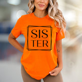 "SISTER" Geometric Graphic Tee, a Modern Family Pick for Loved Ones