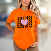 "LOVED MAMA" Retro Wavy Heart Graphic Tee, a Sweet Mother's Day Pick for Her
