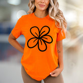 Simplistic Blossom Outline Graphic Tee, A Minimalist Floral Pick for Nature Lovers