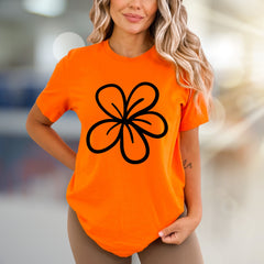 Simplistic Blossom Outline Graphic Tee, A Minimalist Floral Pick for Nature Lovers
