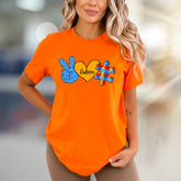 “Autism” Peace, Love & Puzzle Graphic Tee, a Supportive Awareness Pick for Advocates