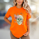 Floral Skull Watercolor Graphic Tee, a Nature-Inspired Pick for Art Lovers