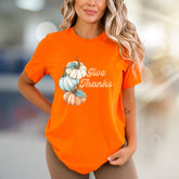 "Give Thanks" Autumn Pumpkins Graphic Tee, a Harvest Season Pick for Everyone