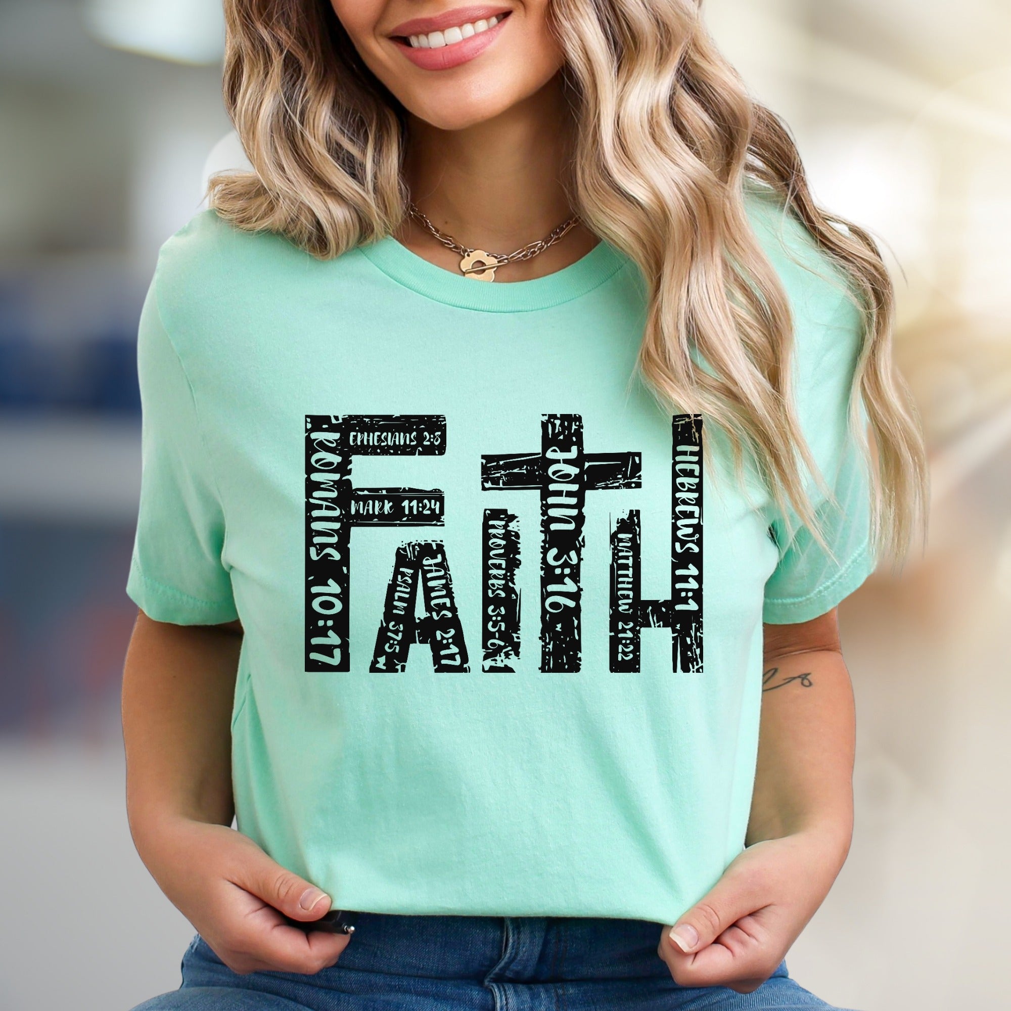"FAITH" Scripture Verses Graphic Tee, a Spiritual Pick for Believers