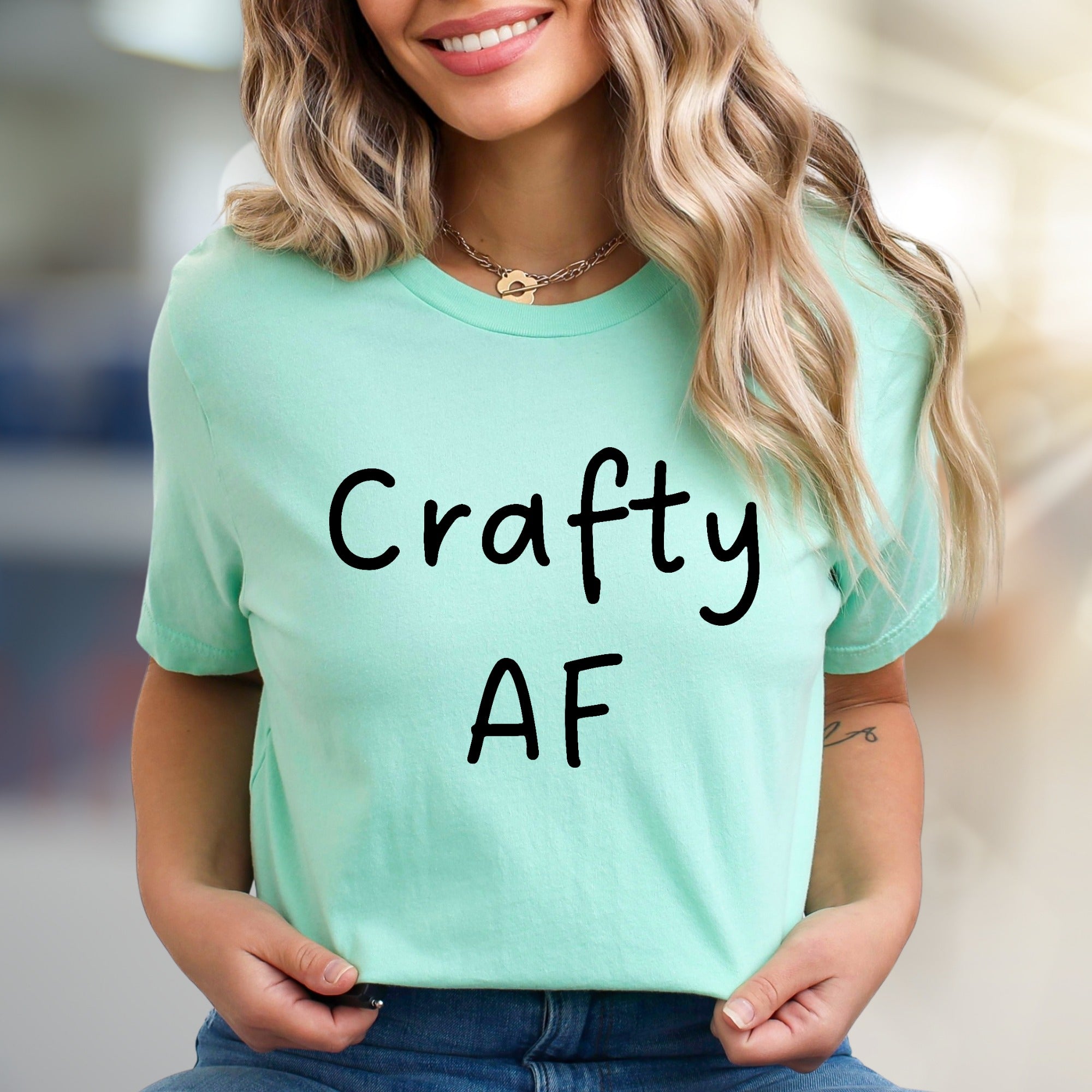 "Crafty AF" Fun Text Graphic Tee, A Creative Expression Unisex Tee