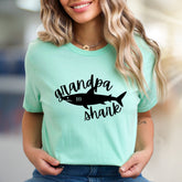 "Grandpa Shark" Adorable Family Graphic Tee, a Fun Niche Pick for Grandfathers