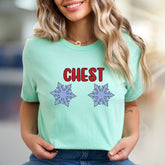 "CHEST" Snowy Snowflake Graphic Tee, a Witty Winter Pick for Fun-Lovers
