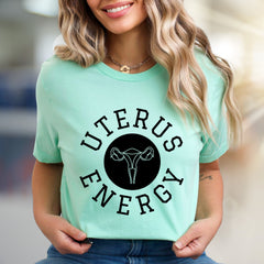"UTERUS ENERGY" Feminist Statement Graphic Tee, a Bold Pick for Activists