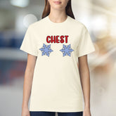 "CHEST" Snowflake Humor Graphic Tee, a Witty Winter Pick for Fun Lovers