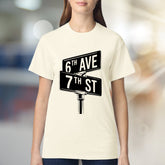 "6th Ave 7th St" NYC Street Sign Graphic Tee, a City Lover's Pick for Urban Explorers