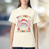 "Stay Merry and Bright" Festive Santa Graphic Tee, a Whimsical Holiday Pick for Everyone