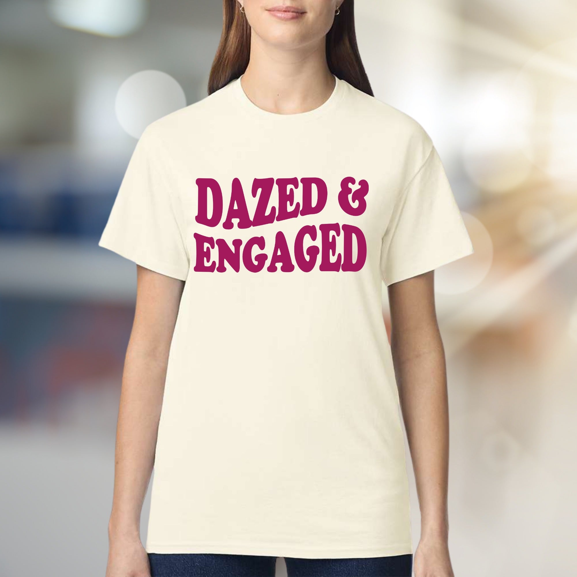 "Dazed & Engaged" Funky Engagement Graphic Tee, a Quirky Bride-to-Be Pick