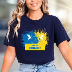 "Peace for Ukraine!" Splatter Peace Tee, a Statement Piece for Advocates