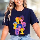 Vibrant Faces Diversity Tee, Artistic Graphic Pick for Inclusivity Advocates