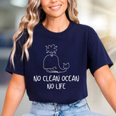 "NO CLEAN OCEAN NO LIFE" Whale Graphic Tee, an Eco-Conscious Statement for Advocates
