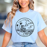 "CALIFORNIA EUREKA" Coastal Horizon Graphic Tee, a Beach Vibes Pick for Travelers