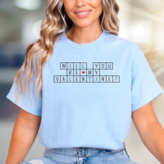 "Will You Be My Valentine?" Scrabble Graphic Tee, A Romantic Pick for Sweethearts