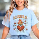 "FIREHEART" Mystical Bloom Graphic Tee, a Boho Chic Pick for Free Spirits