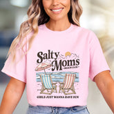 "Salty Moms Beach Club" Retro Graphic Tee, a Summer Niche Pick for Vacation Lovers