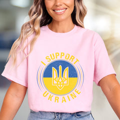 "I Support Ukraine" Emblem Graphic Tee, A Patriotic Statement for Advocates