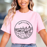"MARYLAND / FATTI MASCHII, PAROLE FEMINE" Annapolis Harbor Tee, a Nautical State Pride Pick for Maryland Enthusiasts
