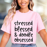 "Stressed Blessed & Doodle Obsessed" Statement Graphic Tee, a Dog Lover's Pick for Pet Parents