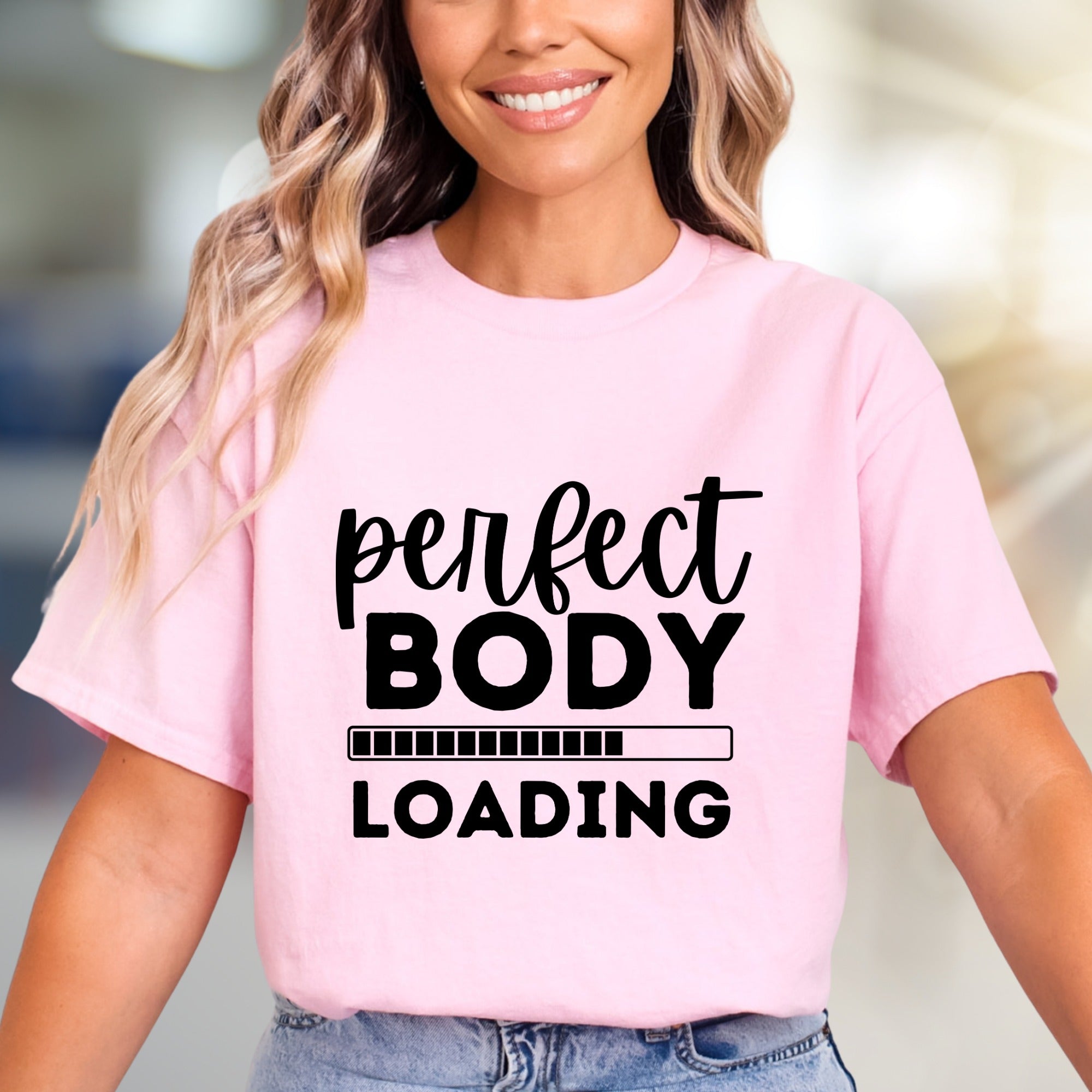 "Perfect Body Loading" Fitness Graphic Tee, a Motivational Pick for Enthusiasts