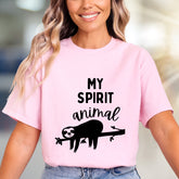 "MY SPIRIT ANIMAL" Sloth Graphic Tee, a Relaxed Lifestyle Pick for Animal Lovers