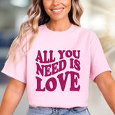 "ALL YOU NEED IS LOVE" Retro Graphic Tee, a Groovy Pick for Peace-Lovers
