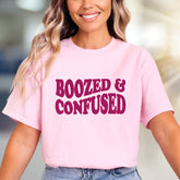 "BOOZED & CONFUSED" Retro Party Graphic Tee, a Fun Social Pick for Free Spirits