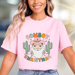 "Cowboy Christmas" Western Santa Graphic Tee, a Festive Country Pick for Holiday Lovers