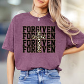 "FORGIVEN" Leopard Cross Graphic Tee, a Faith-Inspired Statement for Believers