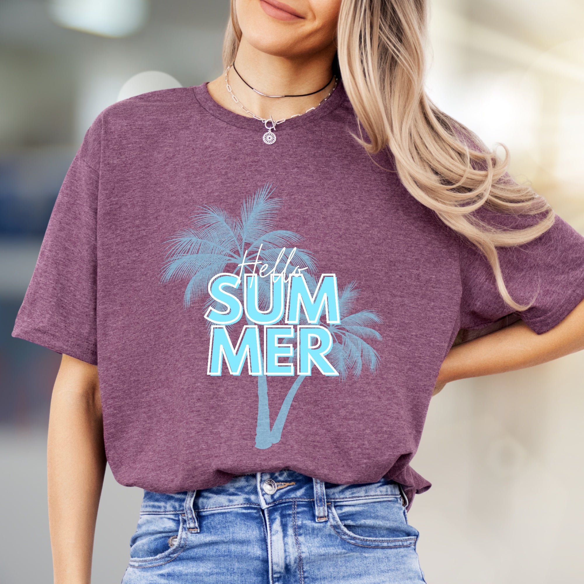 "Hello Summer" Tropical Palms Graphic Tee, a Vacation Vibe for Everyone