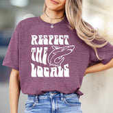 "Respect The Locals" Shark Graphic Tee, A Coastal-Cool Pick for Ocean Lovers