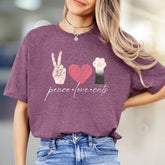 "peace love cats" Graphic Tee, a Feline Fan Pick for Cat Lovers