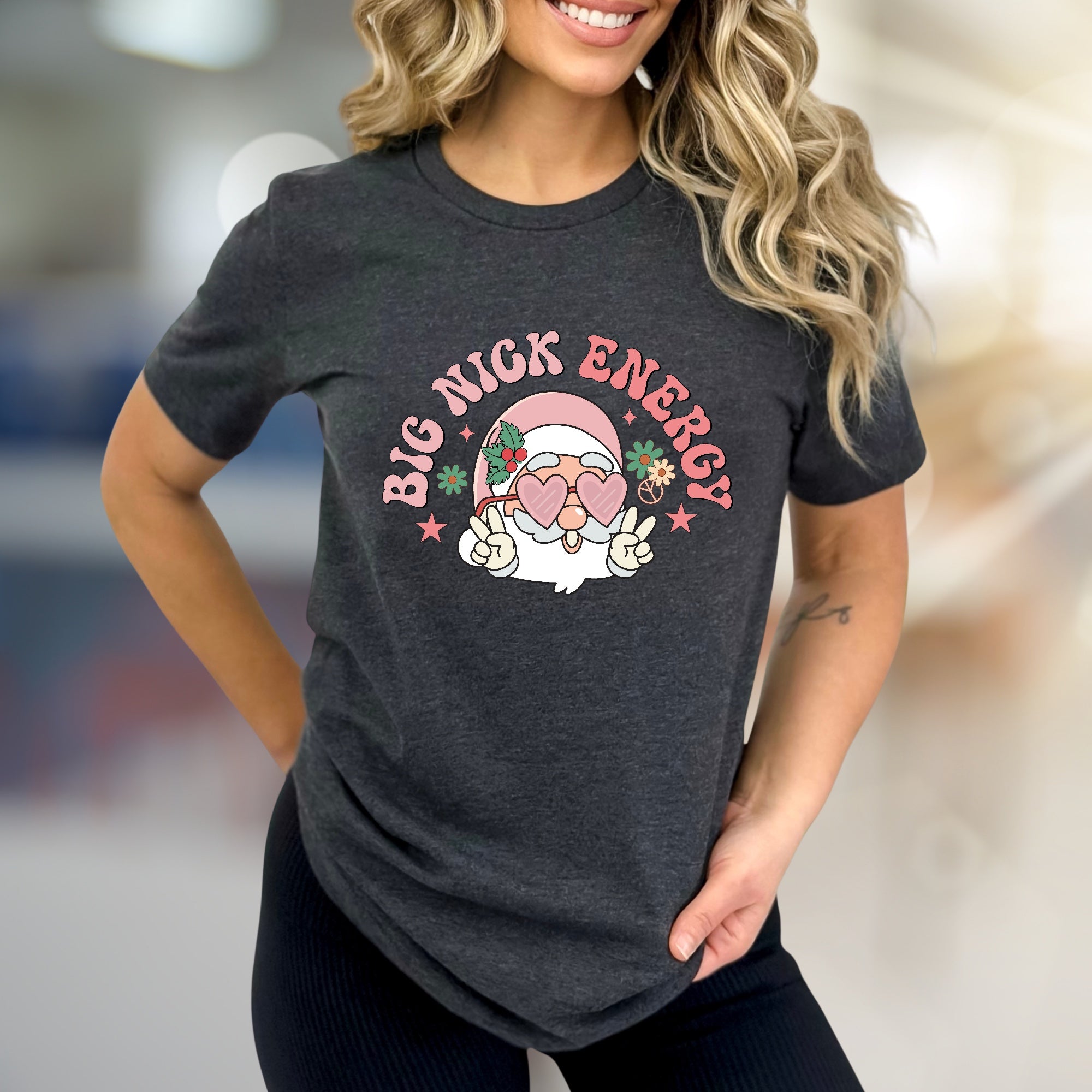 "Big Nick Energy" Hippie Santa Graphic Tee, a Groovy Holiday Pick for Fun Lovers