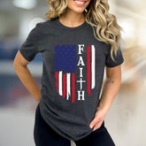 "FAITH" American Flag Graphic Tee, a Patriotic Expression for Believers