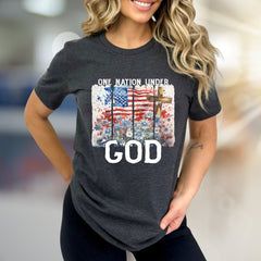 "ONE NATION UNDER GOD" American Flag Graphic Tee, a Patriotic Faith Pick for All
