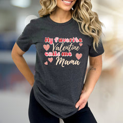 "My Favorite Valentine Calls Me Mama" Leopard Hearts Graphic Tee, a Sweet Gift for Moms