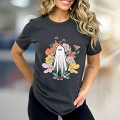 Floral Ghost Aesthetic Graphic Tee, a Whimsical Pick for Halloween & Beyond